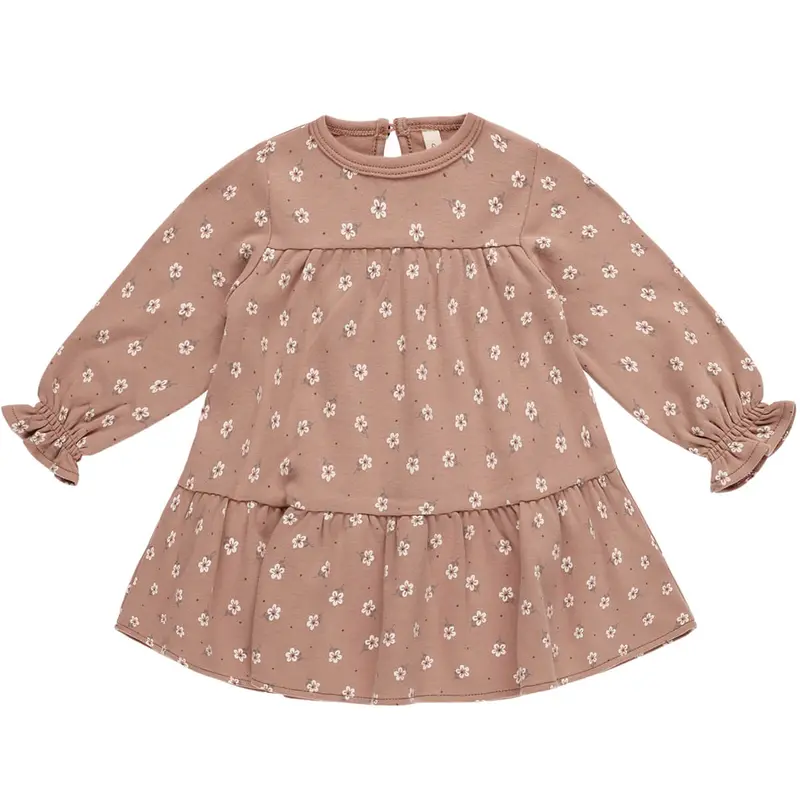 Tiered Jersey Dress in Rose Ditsy by Quincy Mae