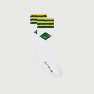 Clypsun Socks in Green & Yellow Striped by American Vintage