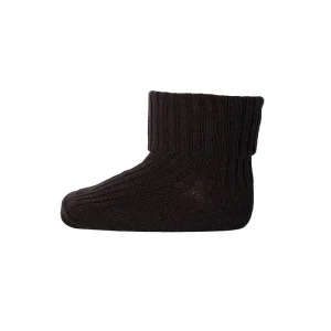 Cotton Rib Ankle Socks in Dark Brown by MP Denmark