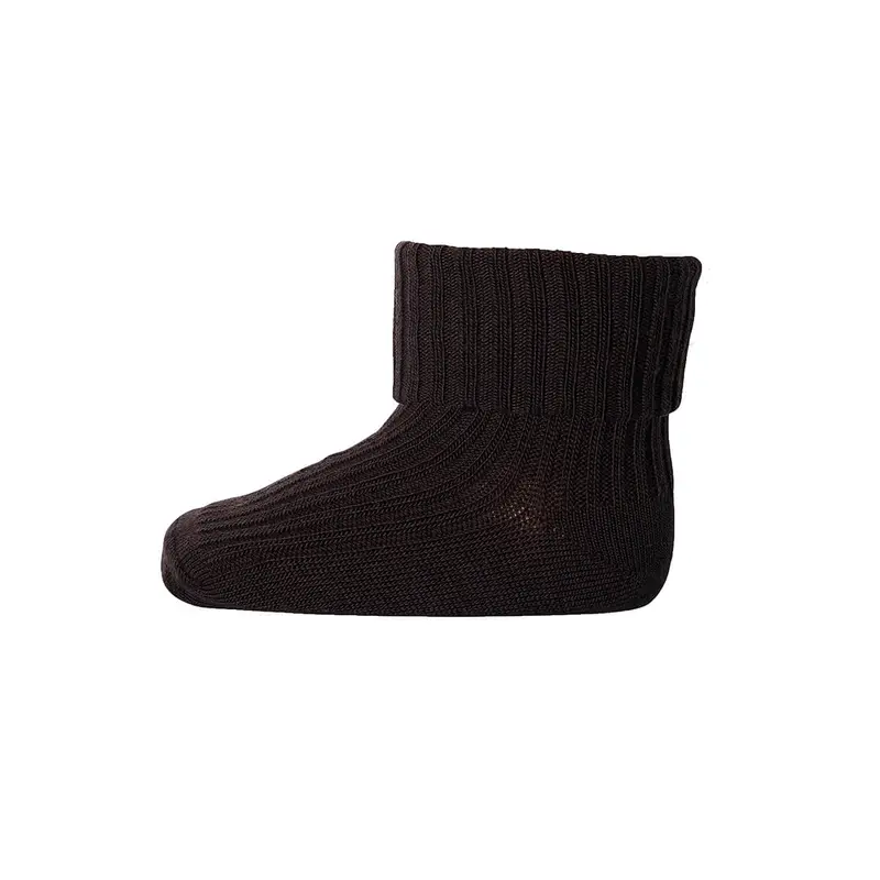 Cotton Rib Ankle Socks in Dark Brown by MP Denmark