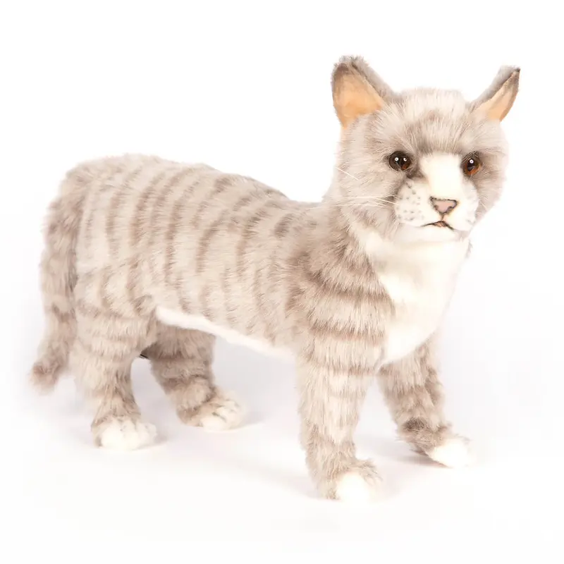 Grey Jacquard Cat Standing (35cm) by Hansa