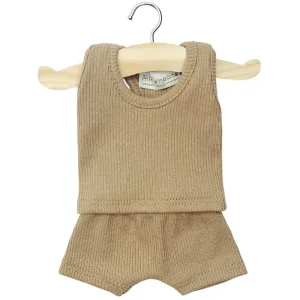 Marcel Ribbed Boy's Underwear Set (34cm Doll) in Cacao by Minikane
