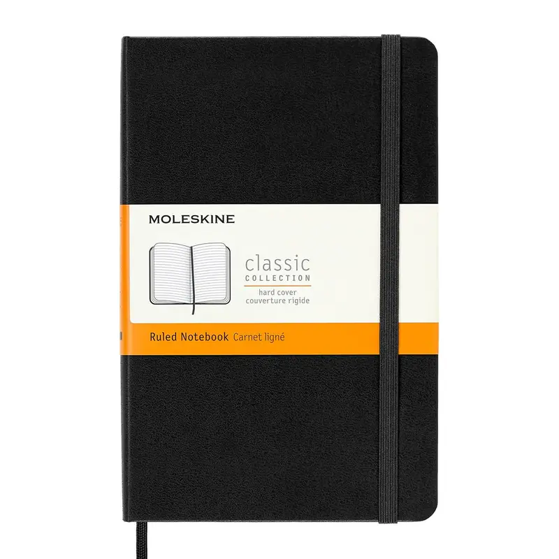 Medium Ruled Hardcover Notebook (18cm) in Black by Moleskine