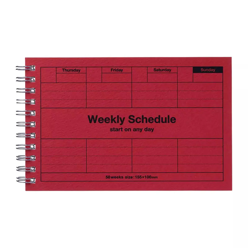 Weekly Schedule Undated in Red by Marks Inc.