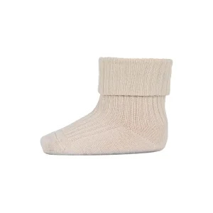 Wool Rib Ankle Socks in Ecru by MP Denmark