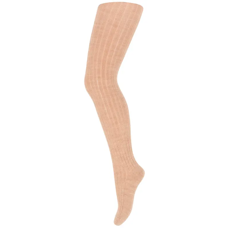 Wool Rib Tights in Camel Melange by MP Denmark