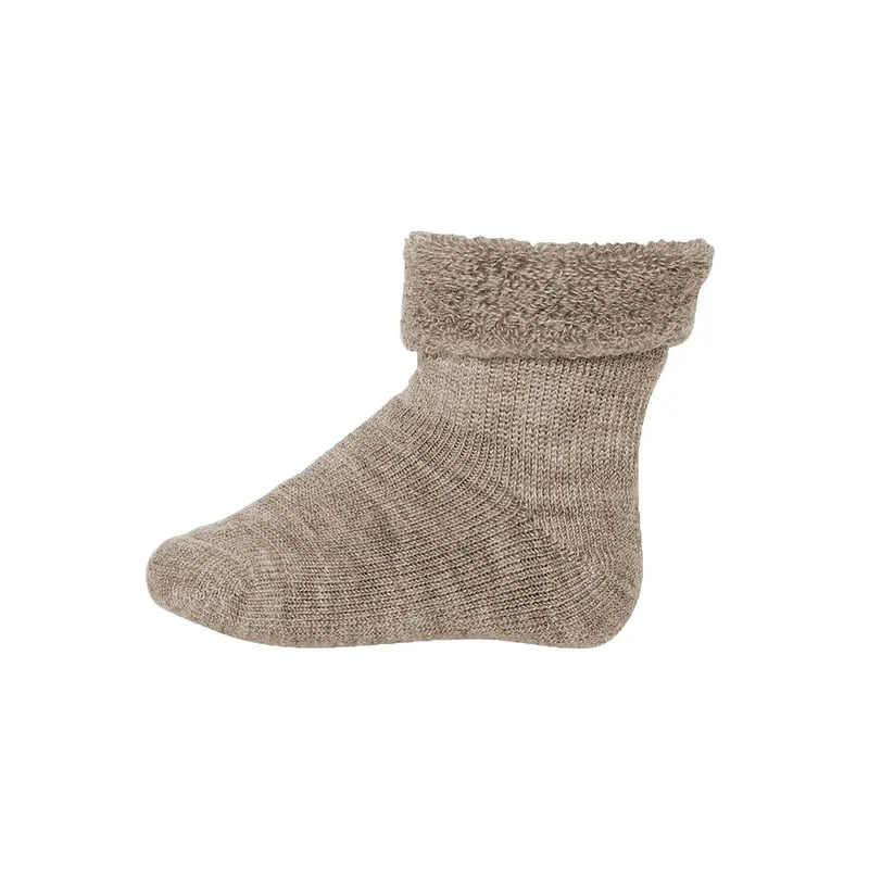 Wool Terry Baby Ankle Socks in Light Brown Melange by MP Denmark