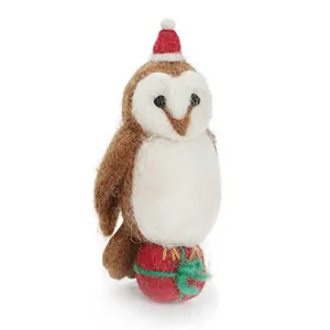 Barn Owl With Present Hanging Christmas Decoration by Amica