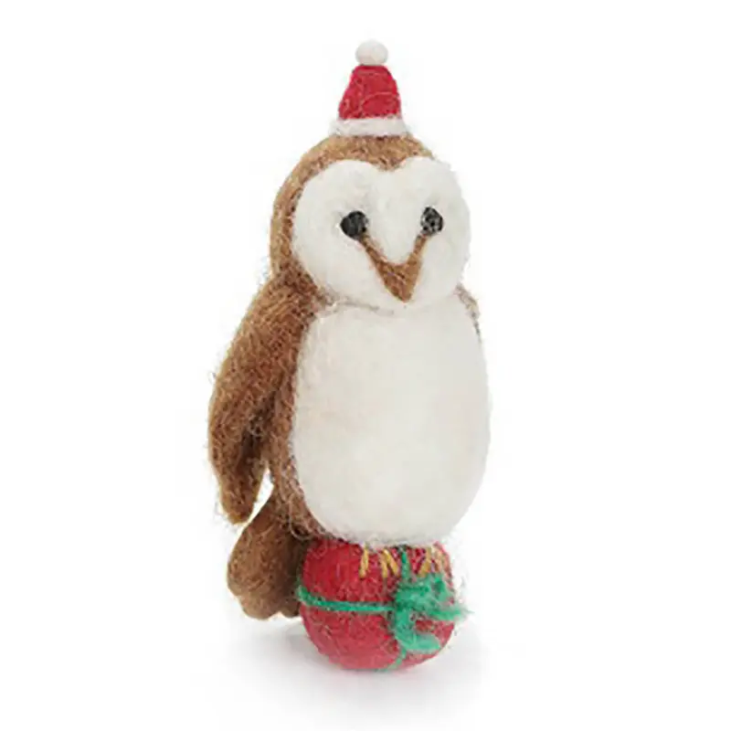 Barn Owl With Present Hanging Christmas Decoration by Amica