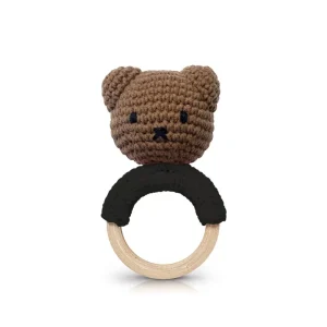 Boris Teething Ring Rattle In Black by Miffy Handmade