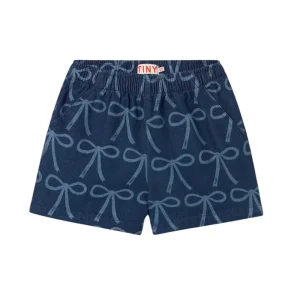 Bows Woven Shorts in Blue Denim by Tinycottons