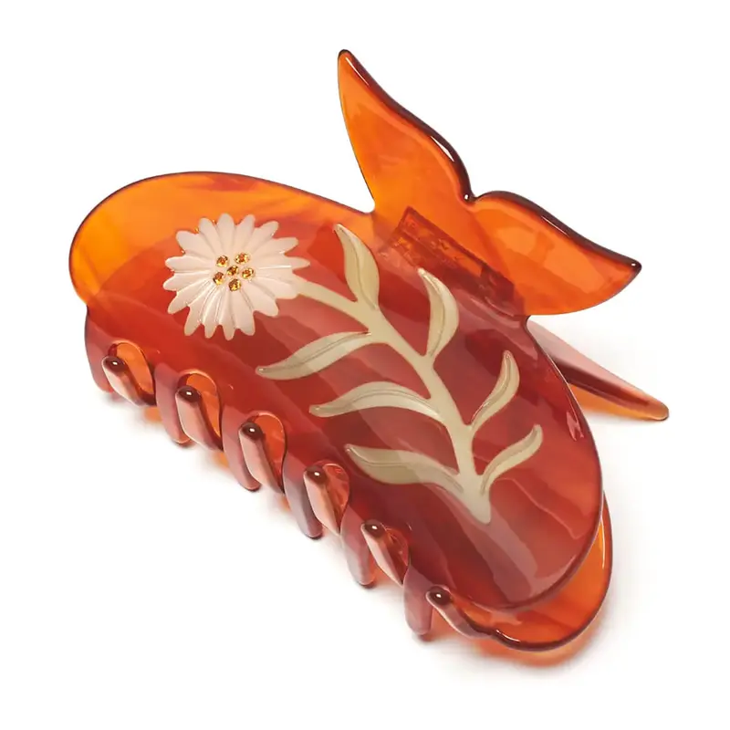 Chamomile Flower Butterfly Hair Claw by Winona Irene