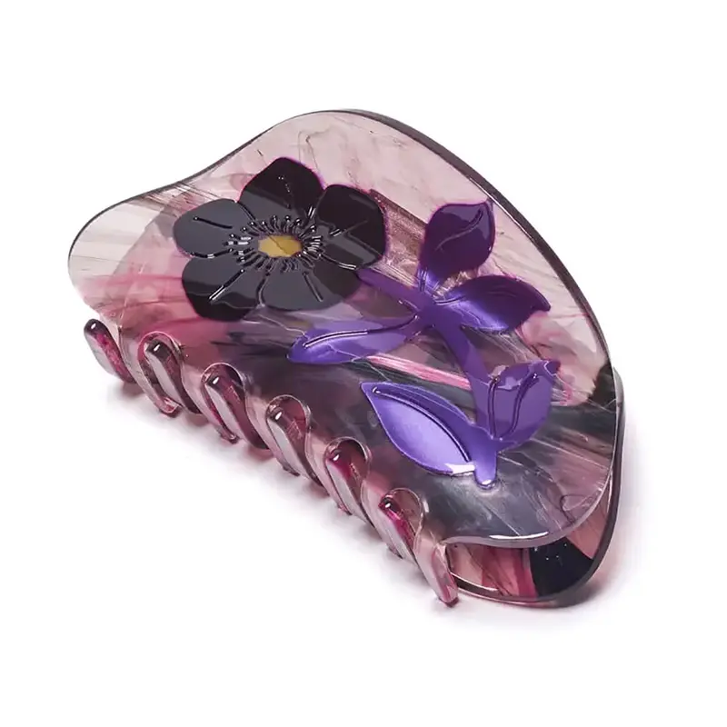 Dark Purple Mysterious Hellebore Hair Claw by Winona Irene