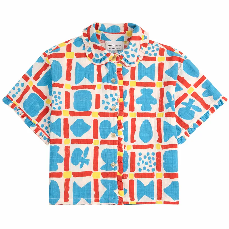 Geometric Game All Over Woven Shirt by Bobo Choses
