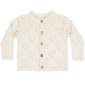 Knit Cardigan in Ivory by Quincy Mae