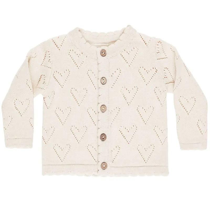 Knit Cardigan in Ivory by Quincy Mae