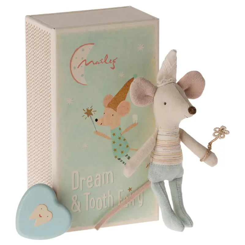 Little Brother Tooth Fairy Mouse (Stripy Top) in a Matchbox by Maileg