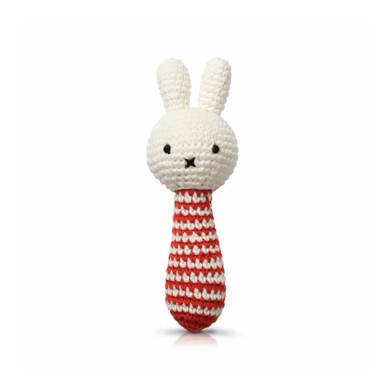 Miffy Rattle In Red Stripes by Miffy Handmade