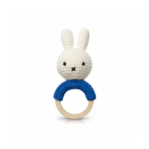 Miffy Teething Ring Rattle In Blue by Miffy Handmade
