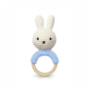 Miffy Teething Ring Rattle In Pastel Blue by Miffy Handmade