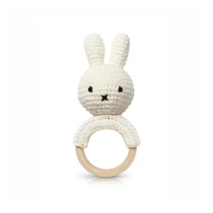 Miffy Teething Ring Rattle In White by Miffy Handmade