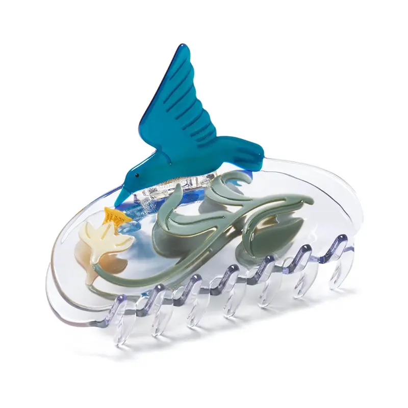 Narcissus Flower & Hummingbird Hair Claw by Winona Irene