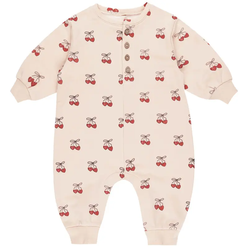 Relaxed Fleece Jumpsuit in Mon Amour by Quincy Mae - Last One In Stock - 12-18 Months