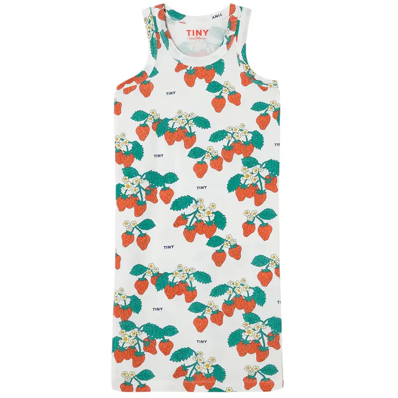 Strawberries Dress in Off White by Tinycottons