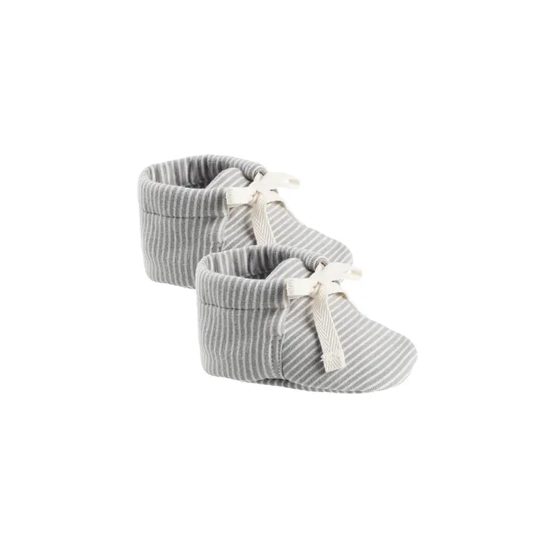 Baby Booties in Blue Micro Stripe by Quincy Mae - Last One In Stock - 3-6 Months