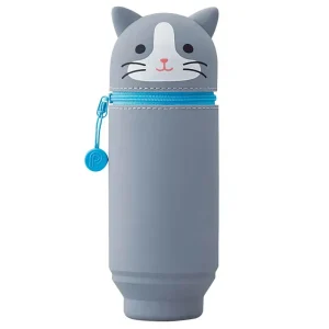 Big Grey Tuxedo Cat PuniLabo Stand Pen Case by Lihit Lab