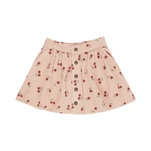 Button Front Mini Skirt in Blossom Embroidery by Rylee & Cru - Last One In Stock - 2-3 Years
