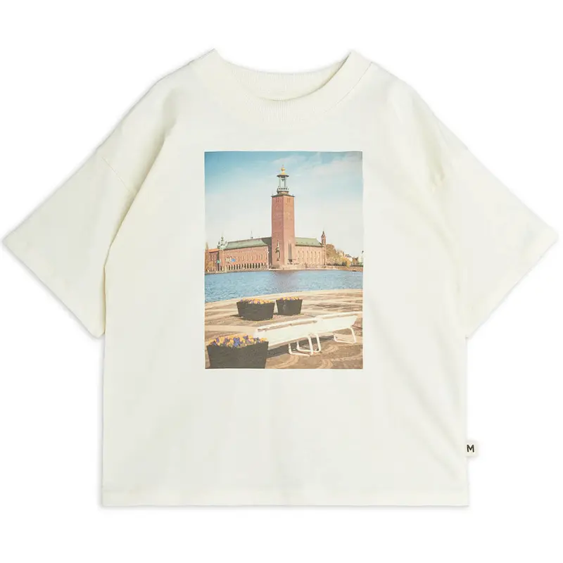 City Hall T Shirt in Off White by Mini Rodini - Last One In Stock - 12-18 Months