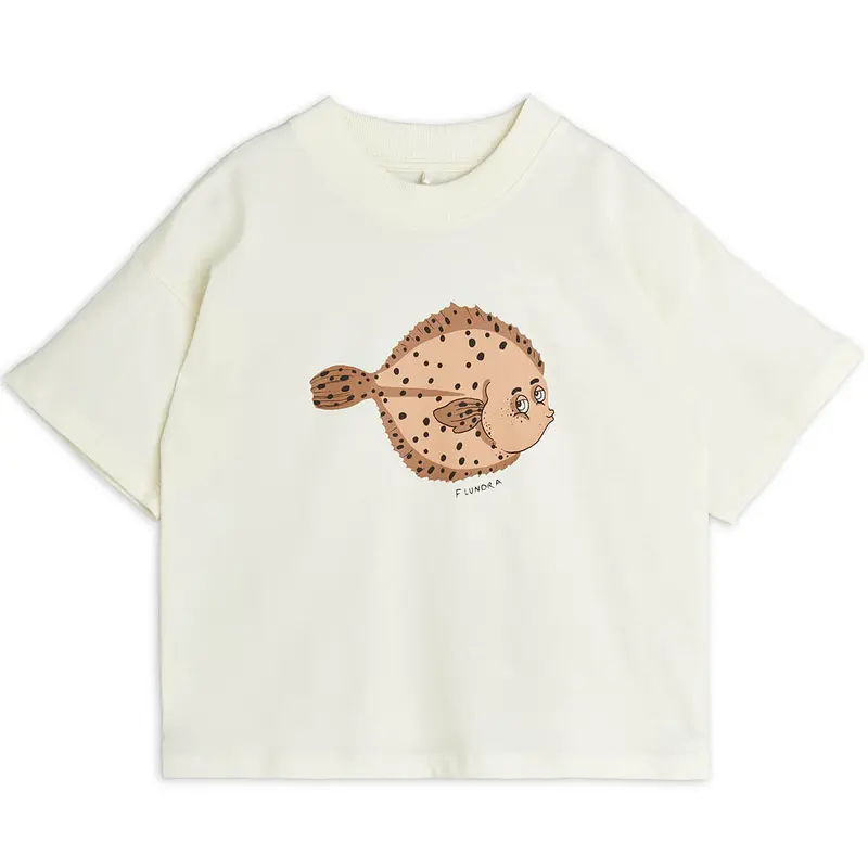 Flundra T Shirt in Off White by Mini Rodini - Last One In Stock - 9-11 Years