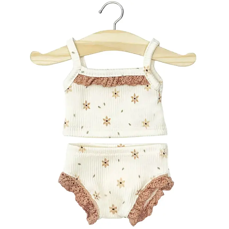 Lace Trim Girl's Underwear Set (34cm Doll) in Winter Flowers by Minikane