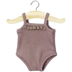 Lace Trim Ribbed Sleeveless Bodysuit (34cm Doll) in Dark Orchid by Minikane