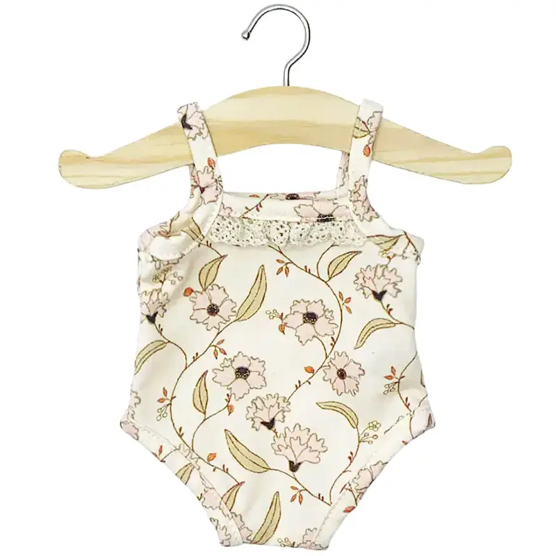 Lace Trim Ribbed Sleeveless Bodysuit (34cm Doll) in Janelle Print by Minikane