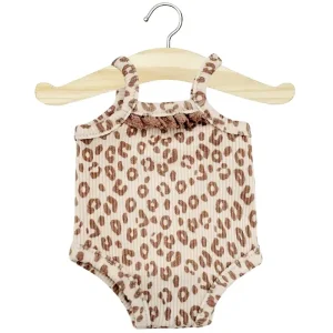 Lace Trim Ribbed Sleeveless Bodysuit (34cm Doll) in Leo Print by Minikane