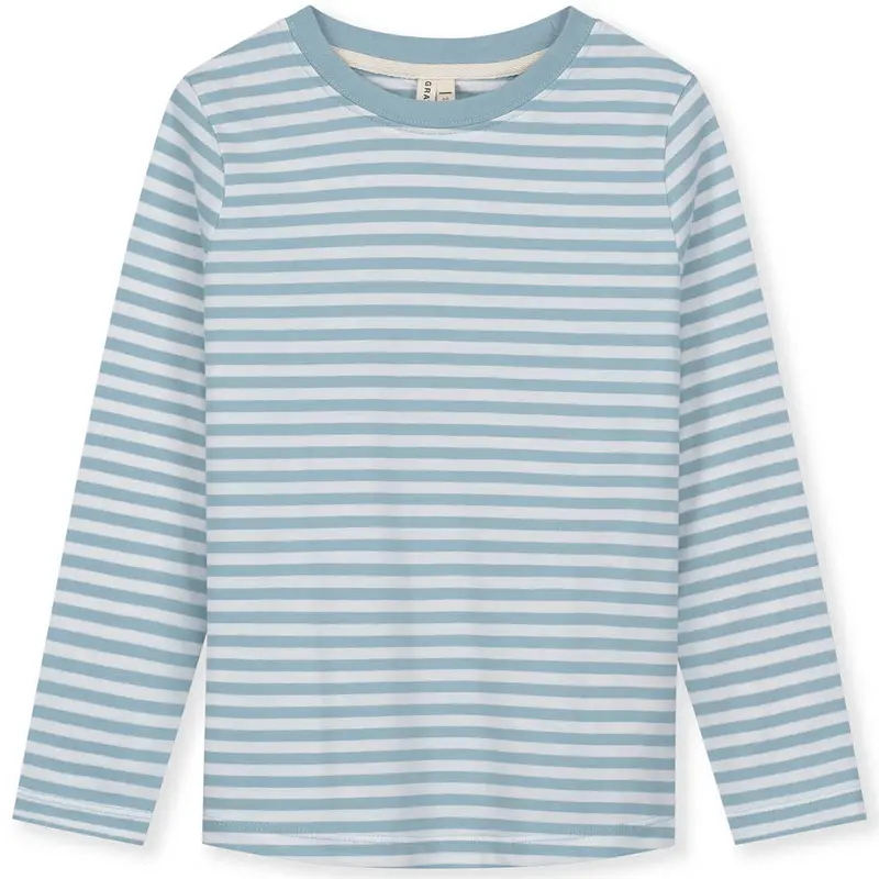 Long Sleeve Tee in Sky / Off White by Gray Label