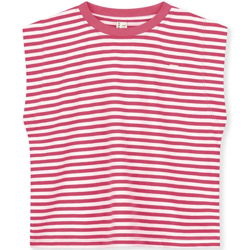 Muscle Tee in Cherry  / Off White by Gray Label