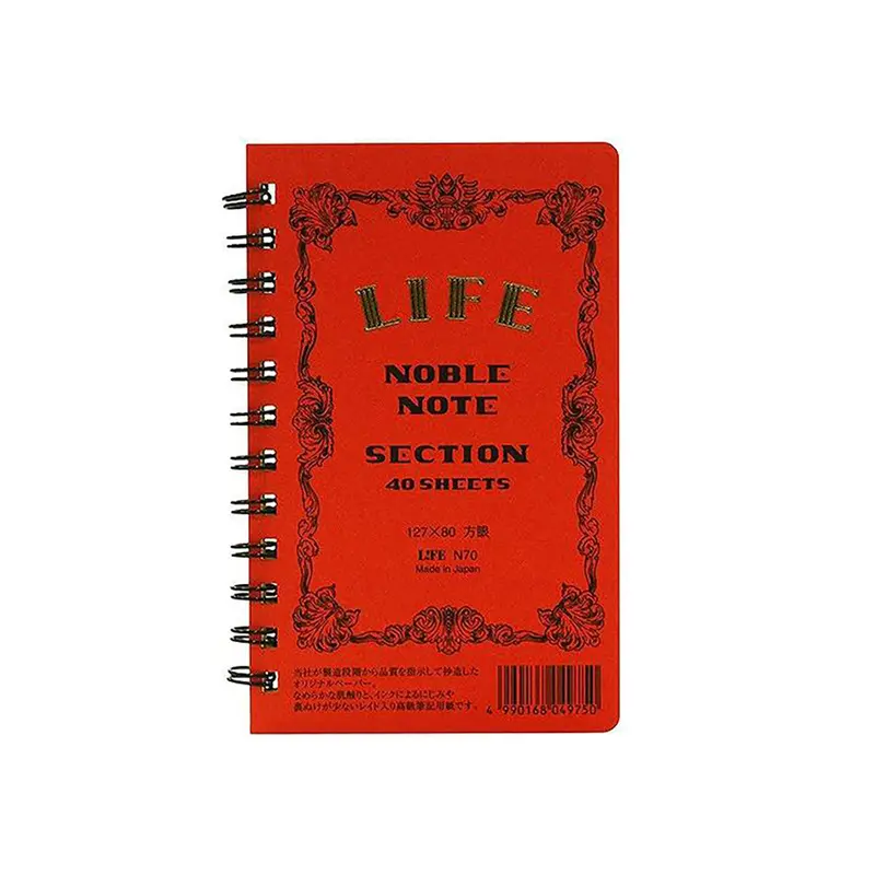 Noble Note Ring Bound Section Notebook Mini (12.7cm x 8.5cm) in Red by Life Japan