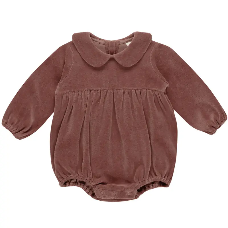 Peter Pan Romper in Cranberry by Quincy Mae - Last Ones In Stock - 6-18 Months