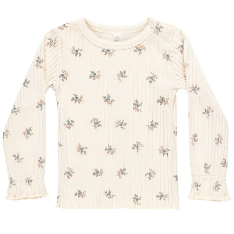 Ribbed Long Sleeve Tee in Blue Ditsy by Rylee & Cru