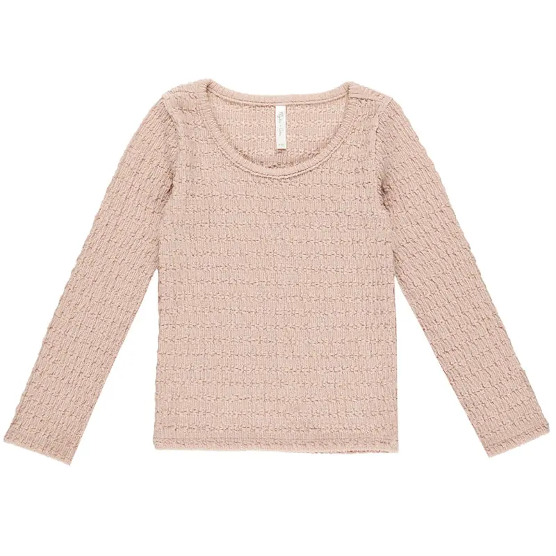 Textured Long Sleeve Top in Rose by Rylee & Cru