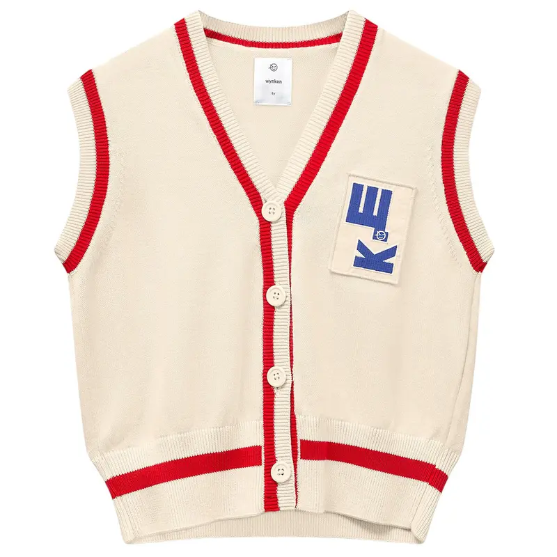 Tip Waistcoat in Ecru / Red by Wynken