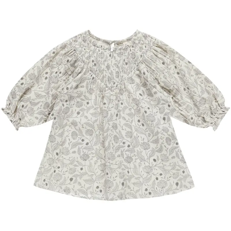 V Smocked Dress in Winter Floral by Quincy Mae