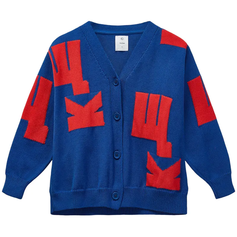 W.K Cardigan in Klein Blue / Sunset Red by Wynken