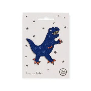Blue Dinosaur Iron On Patch by Petra Boase