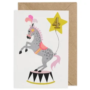 Circus Horse Embroidered Age Card by Petra Boase - Age 4