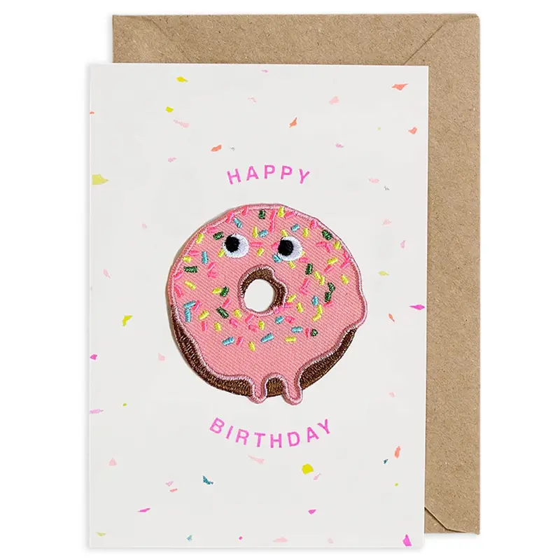 Doughnut Iron On Patch Greetings Card by Petra Boase