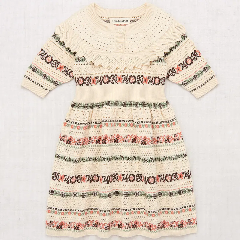 Eyelet Ribbon Nadia Dress in String by Misha & Puff